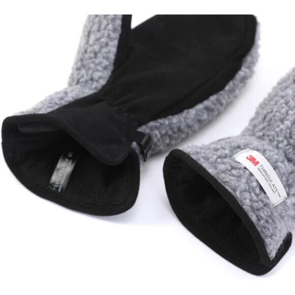 ⚡Women's Grey Genuine Suede Outdoor Mitt Thermal Lined Finger Liners Mitten - Picture 3 of 7
